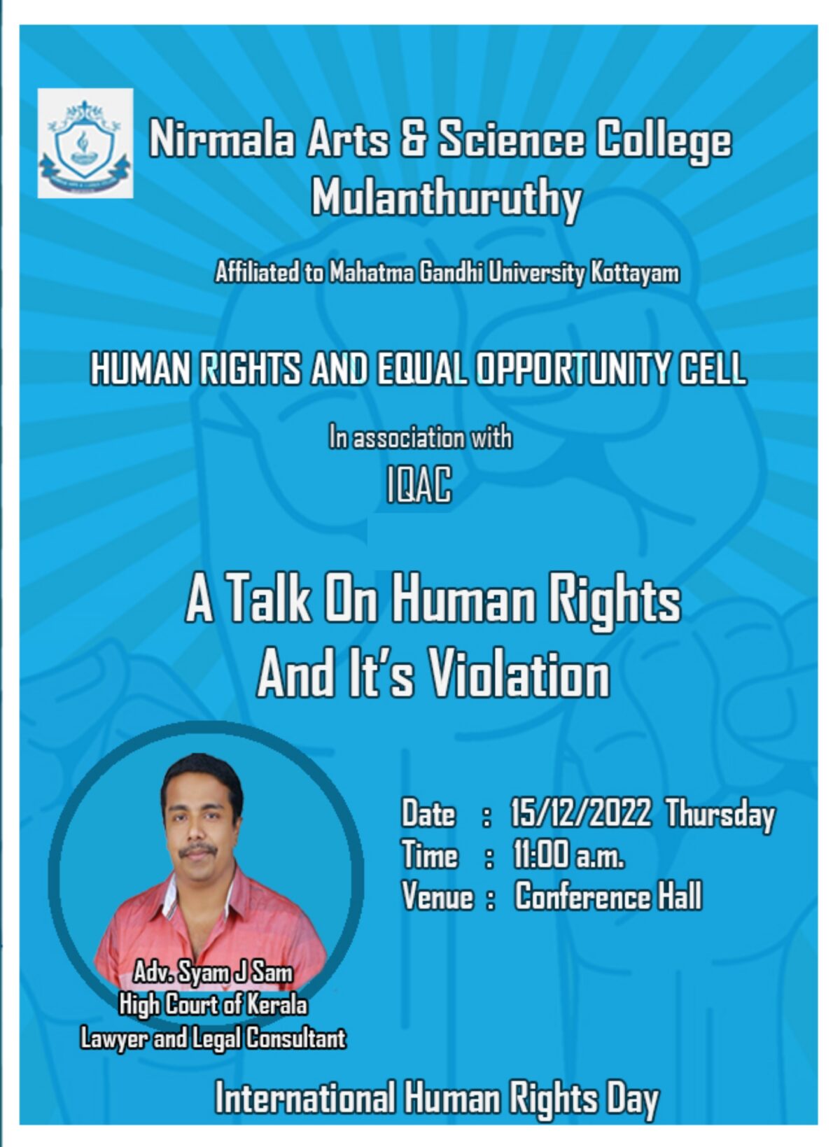 Talk on Human Rights and it’s violation - Nirmala Arts and Science ...